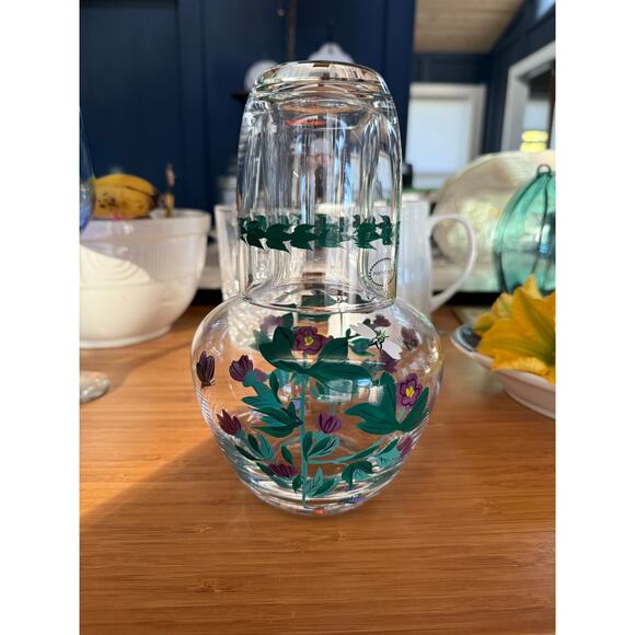 Portmeirion Botanic Garden Tumble Up Bedside Water Carafe & Glass MINT! - Picture 1 of 8